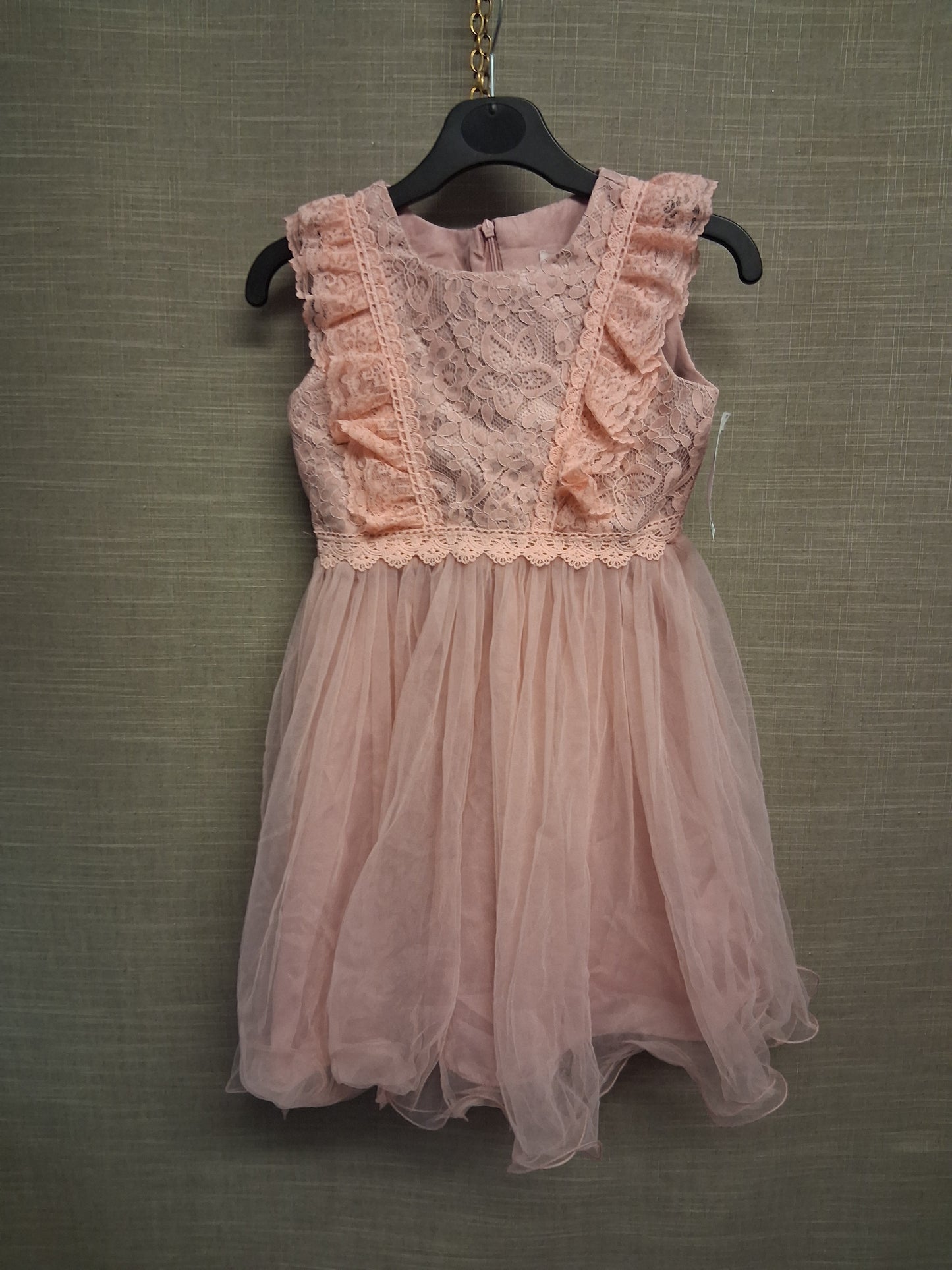 Fiona & Co Girls Dusky Pink Lace Trim Party Special Occasion Dress Age 6 Years New