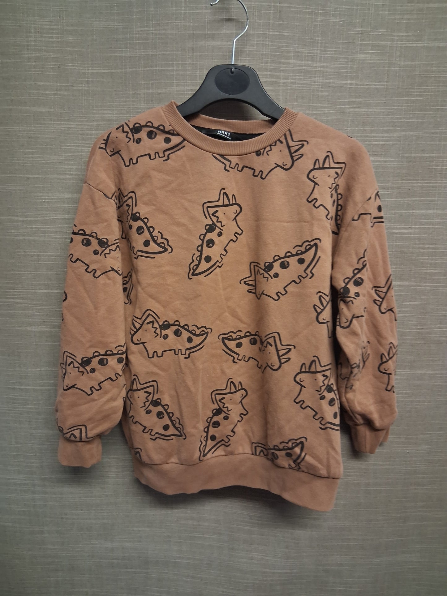 Next Boys Brown Dinosaur Theme Sweater Jumper Age 6-7 Years