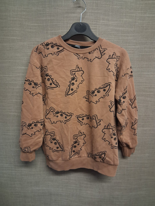 Next Boys Brown Dinosaur Theme Sweater Jumper Age 6-7 Years