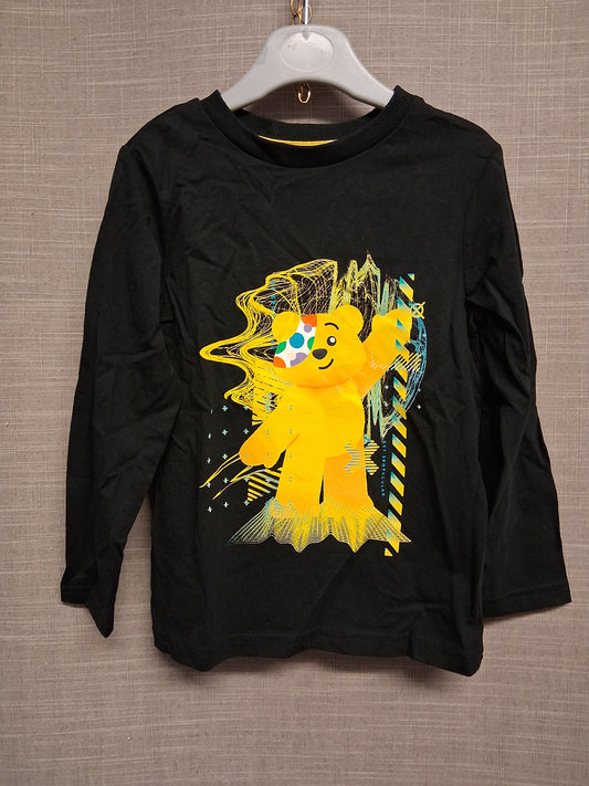 George Boys Black "Pudsey" Children In Need Long Sleeve T-Shirt Age 3-4 Years