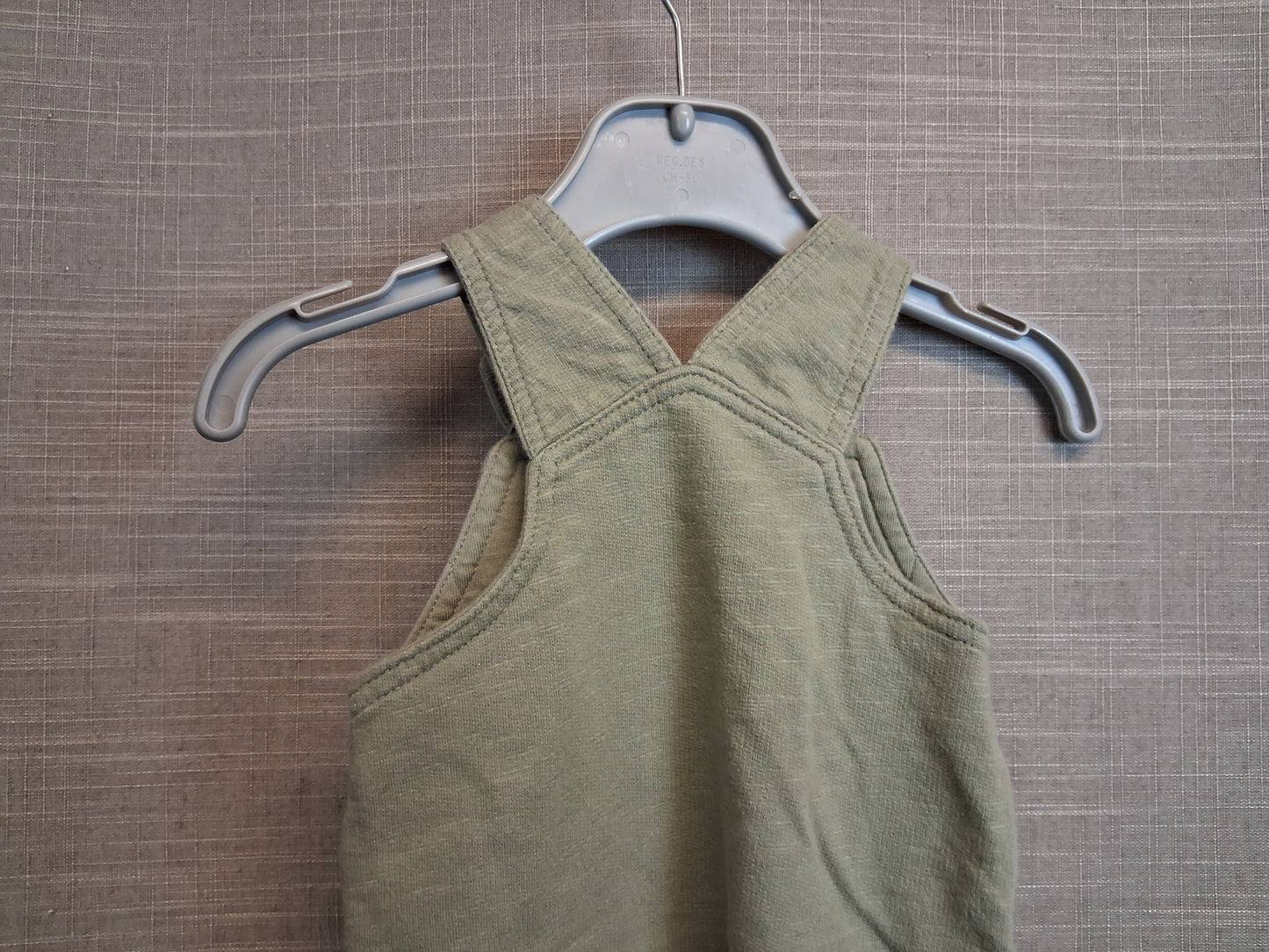 George Boy Khaki Green Jersey Dungarees Romper Age 0-3 Months