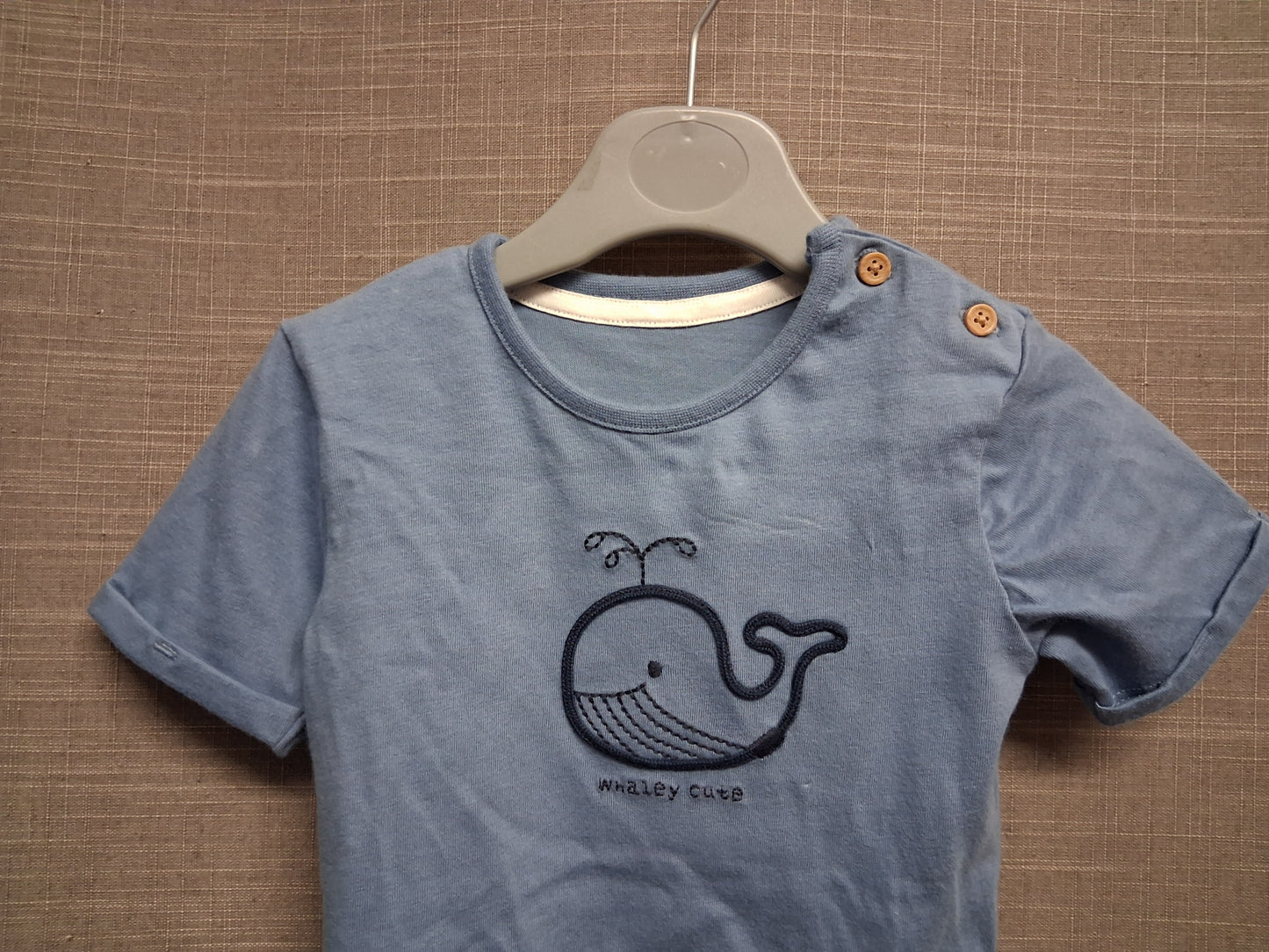 George Boys Blue Whale Print Short Sleeve T-Shirt Age 3-6 Months