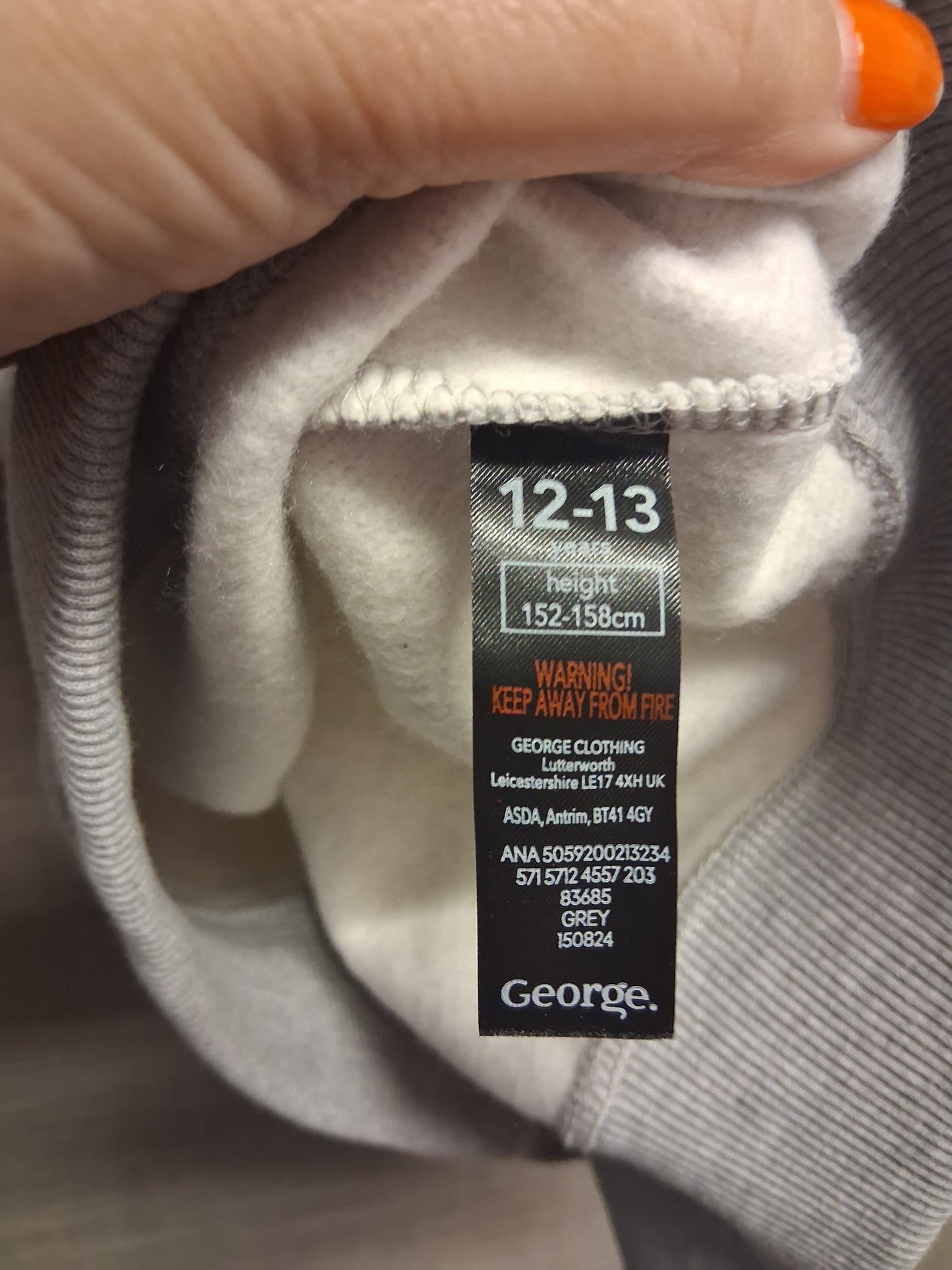 George Boys White Grey Graphic on the back Sweater Jumper Age 12-13 Years