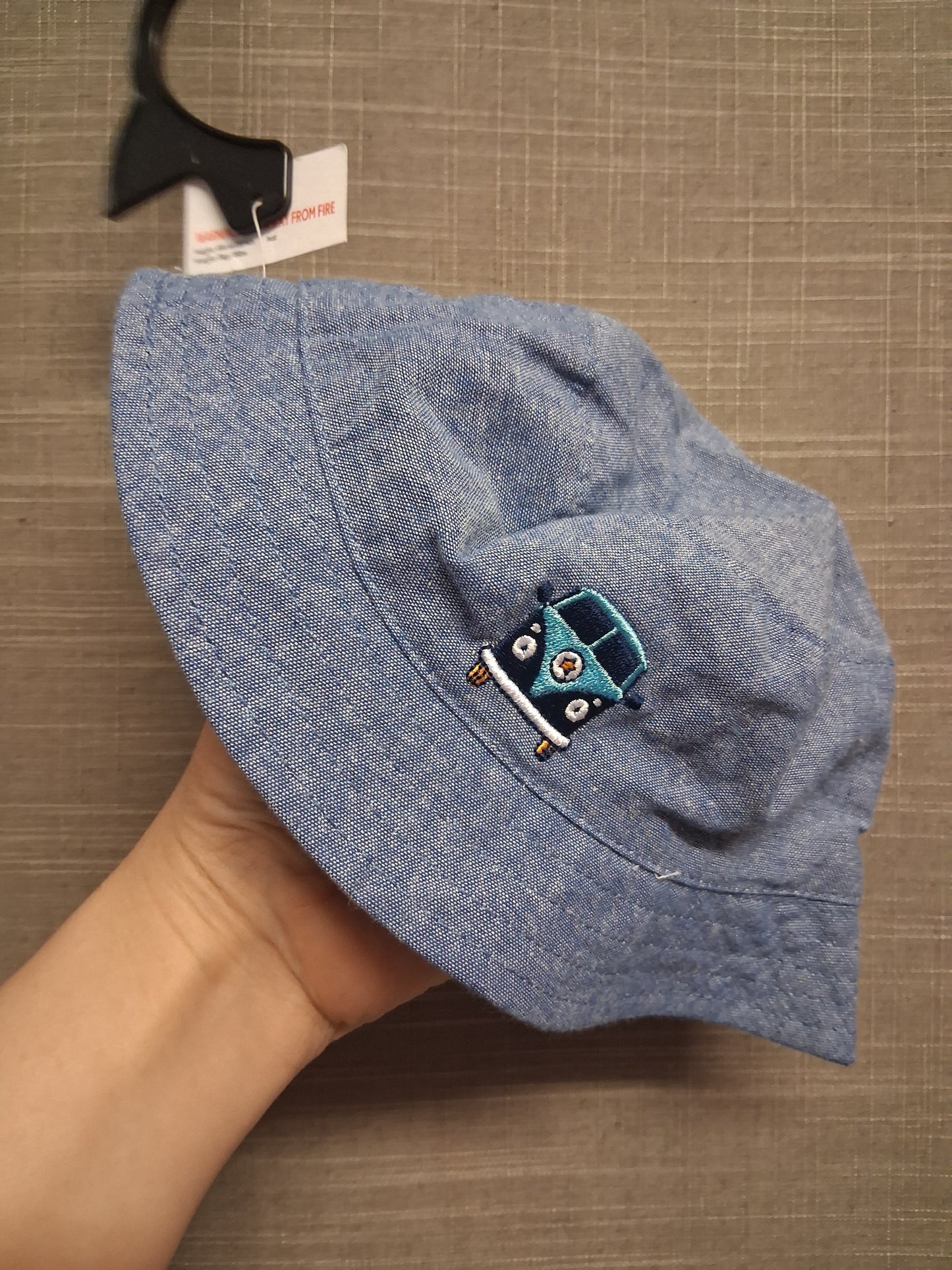 F&F Boys Bucket Sun Hat Chambray Denim Blue Age 3-6 Months New
