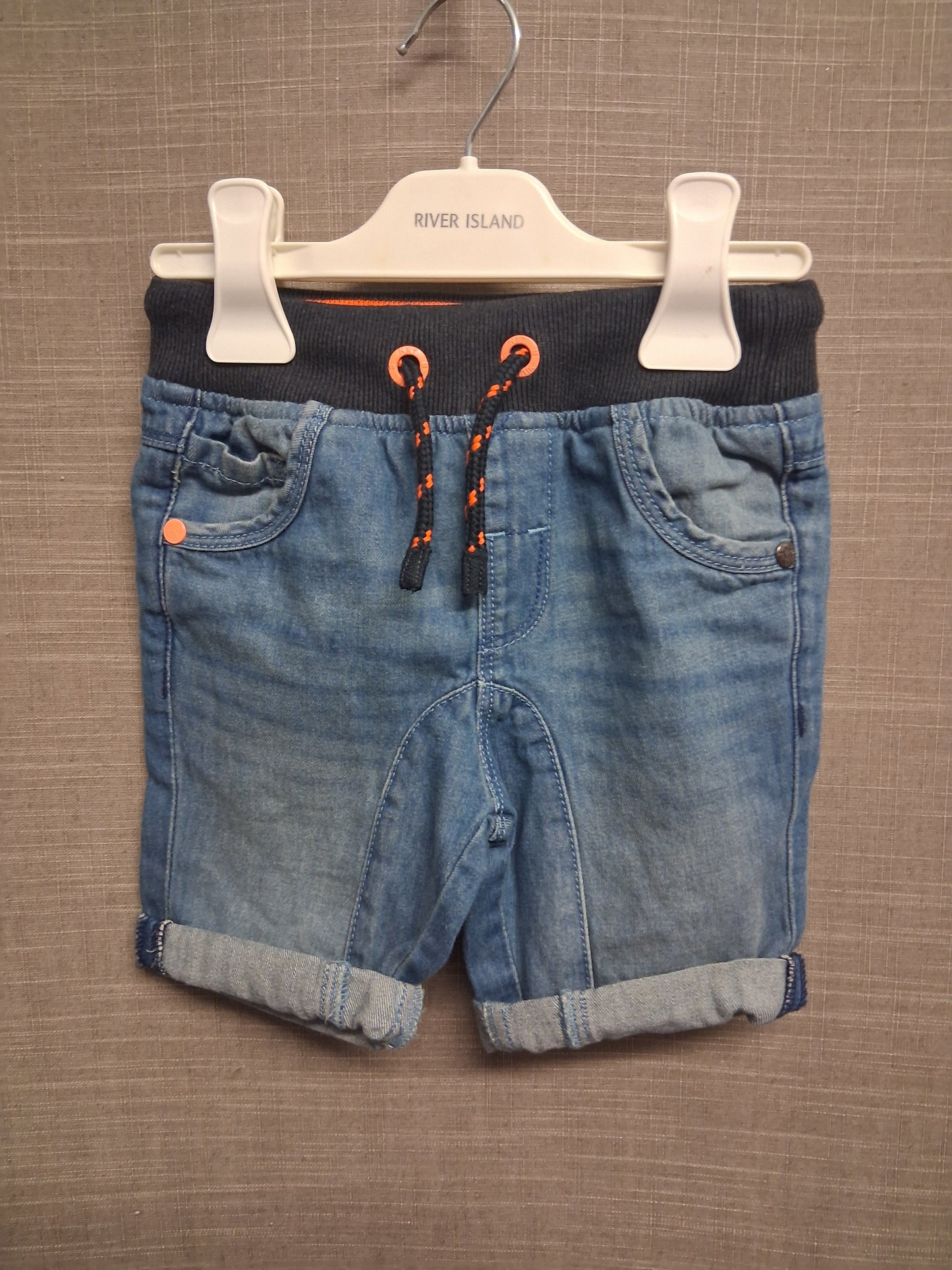 Next Boys Denim Shorts Blue Elastic Waist Age 2-3 Years New