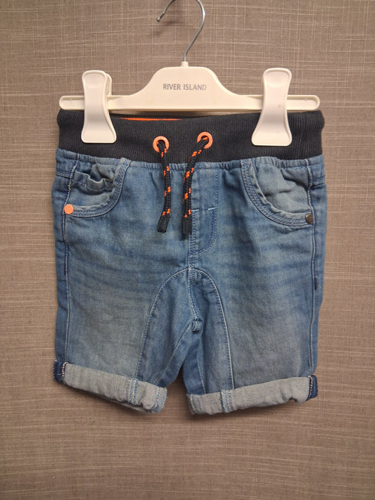 Next Boys Denim Shorts Blue Elastic Waist Age 2-3 Years New