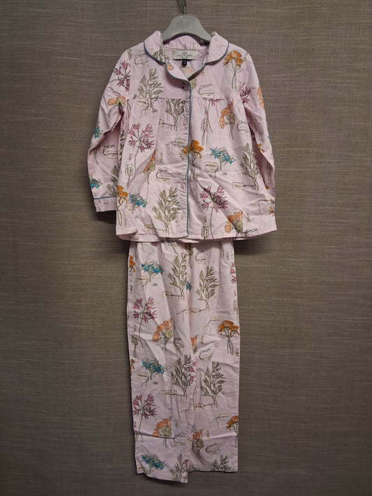 Their Nibs Girls Pink Bontanical Theme Pyjamas PJs Set 100% Cotton Age 3-4 Years