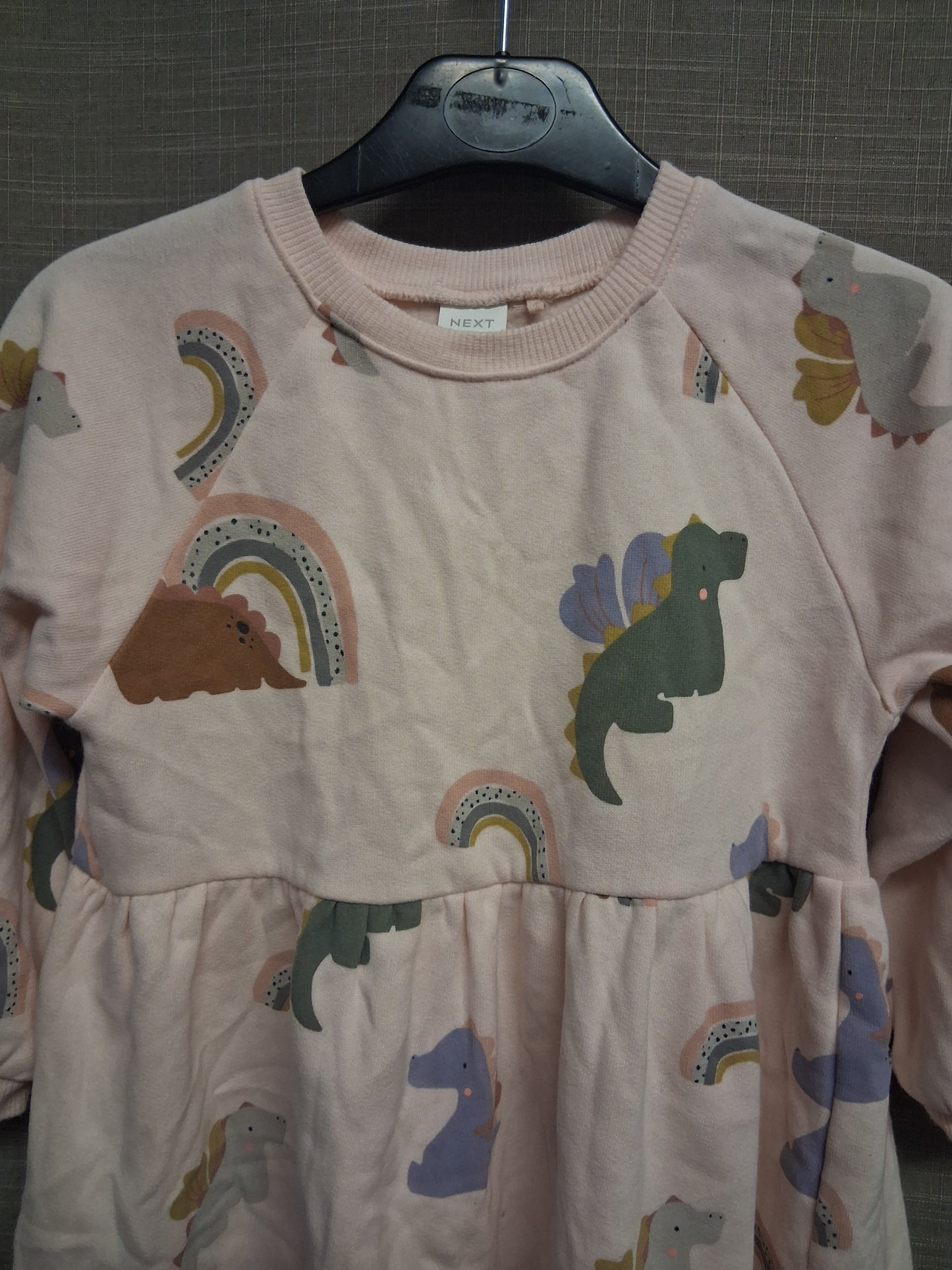 Next Girls Dragon Jumper Sweater Dress Cream Age 4-5 Years