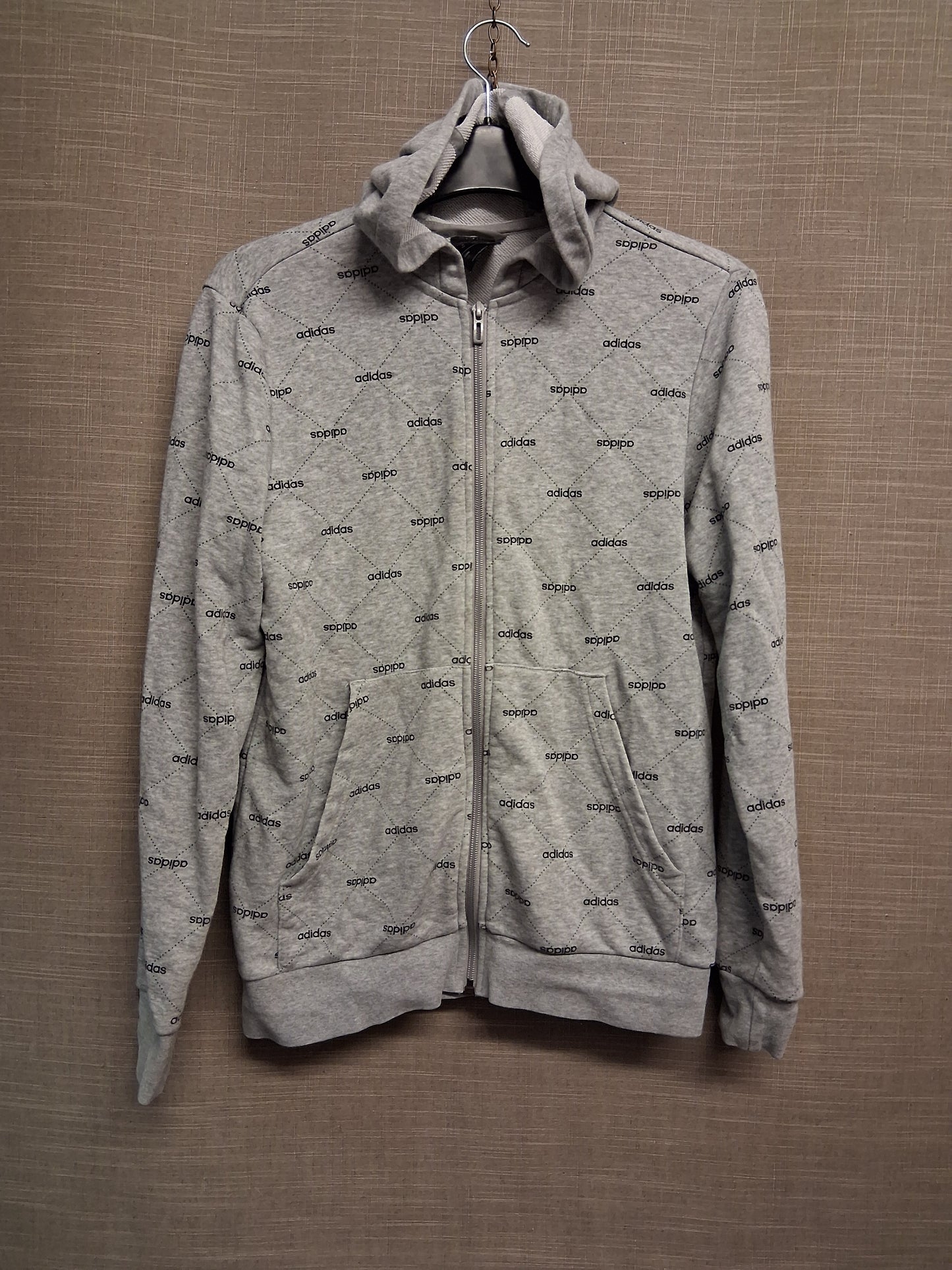 Adidas Boys Grey Full Zip Hoodie Age 13-14 Years