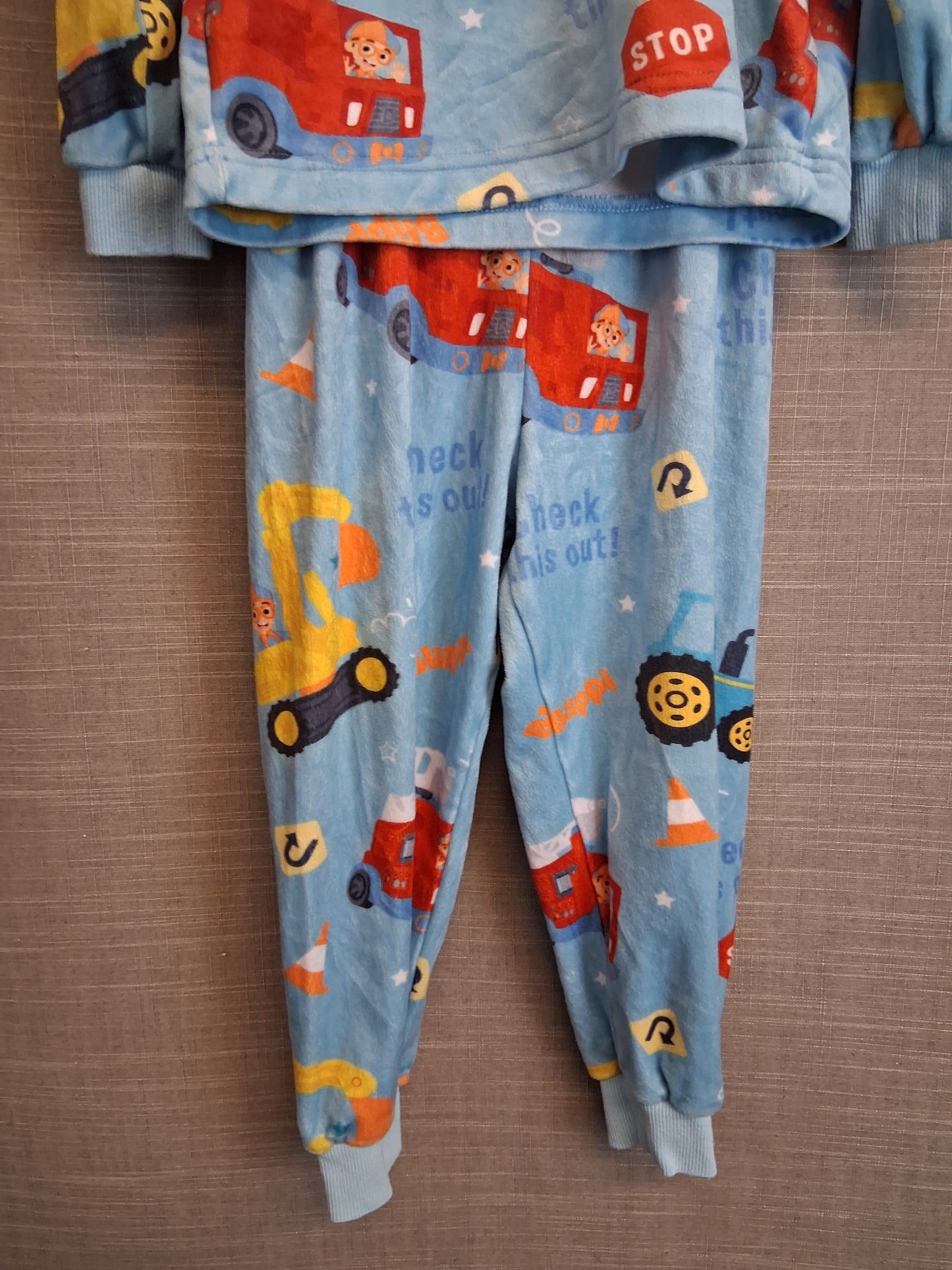 Blippi Matalan Boys Pyjamas PJs 2 Piece Set Blue Velour Age 4 Years