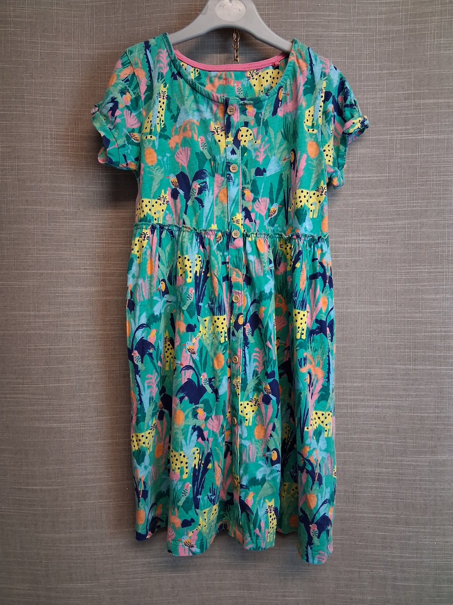 TU Girls Short Sleeve T-Shirt Dress Age 6-7 Years Tropical Theme