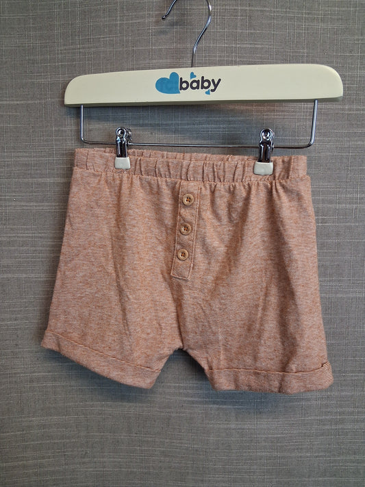TU Boys Jersey Shorts Brown Stripe Age 6-9 Months