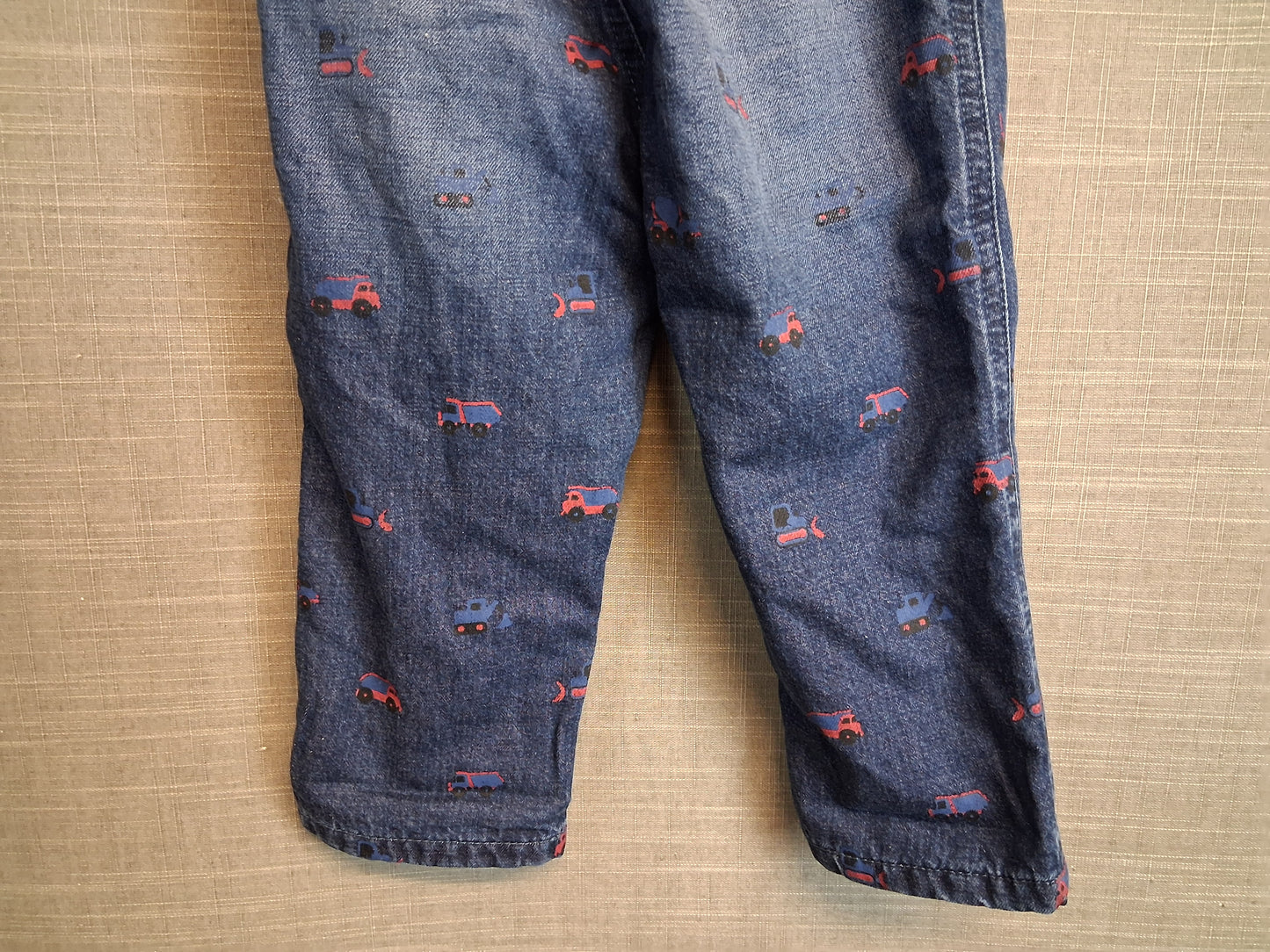 Next Boys Jeans Blue Denim Lined Fire Engines Age 12-18 Months