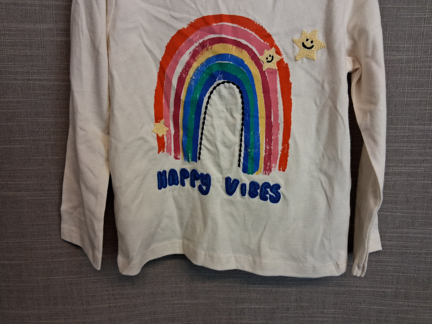 George Girls Long Sleeve T-Shirt Cream Rainbow T-Shirt Age 2-3 Years New