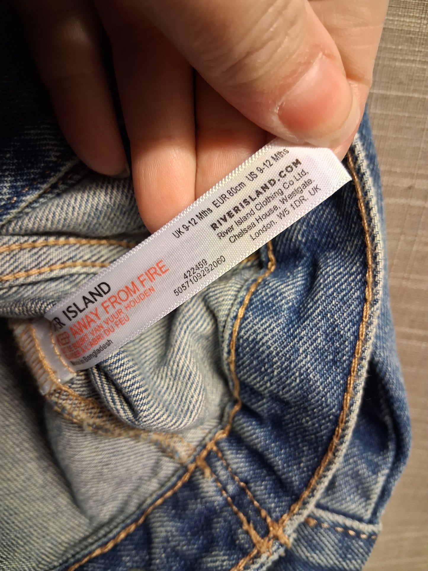 River Island Boys Blue Denim Jacket With Hood Age 9-12 Months