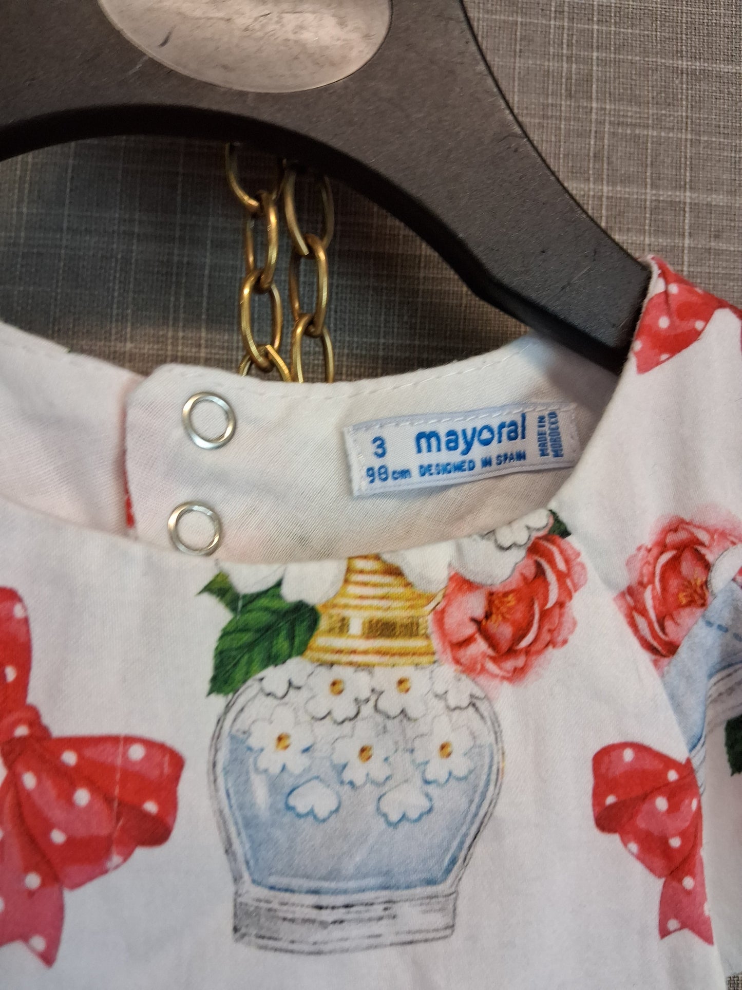 Mayoral Girls Floral Perfume Dress Age 3 Years White Multi