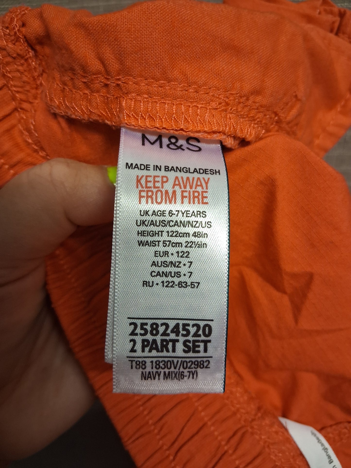 Marks and Spencer Red Cotton Shorts Age 6-7 Years