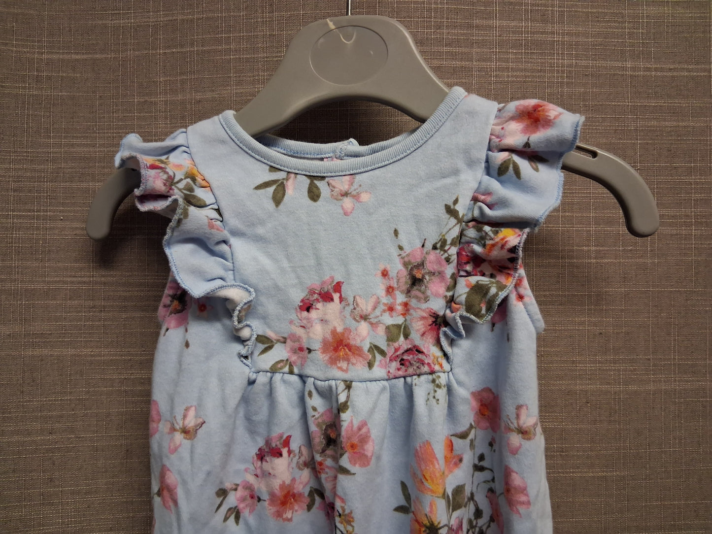 Next Blue Floral Jersey Romper One Piece Suit Age 9-12 months