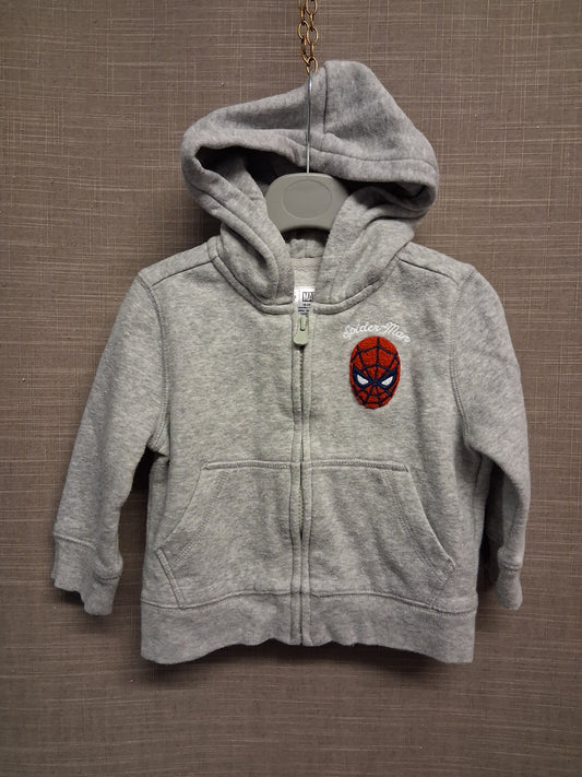 GAP Marvel Spiderman Grey Full Zip Hoodie Age 18-24 Months