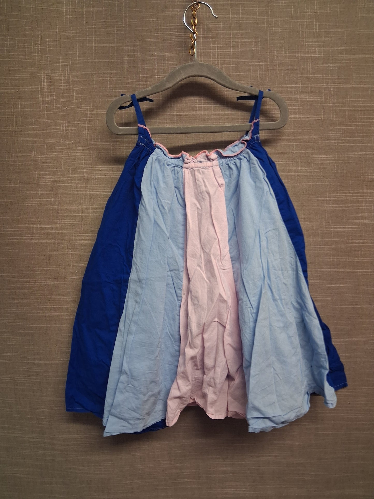 Marks and Spencer Blue Pink Tent Dress Layered Age 2-3 Years 100% Cotton