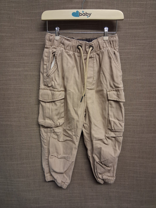 TU Boys Beige Cargo Trousers 100% Cotton Age 3 Years