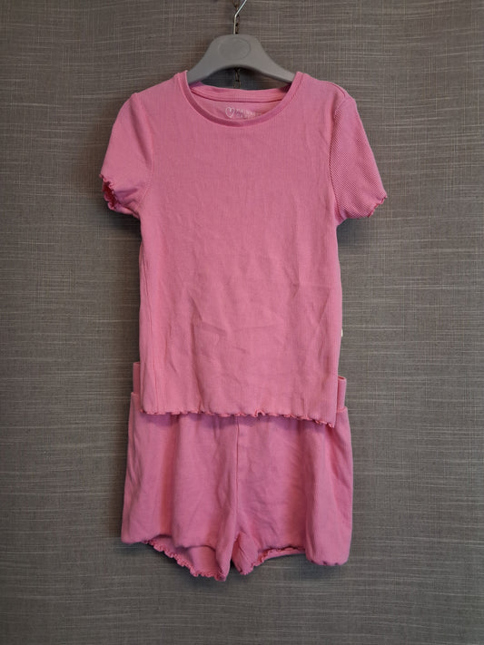 Primark 2 Piece Outfit Pink T-Shirt and Shorts Age 6-7 Years
