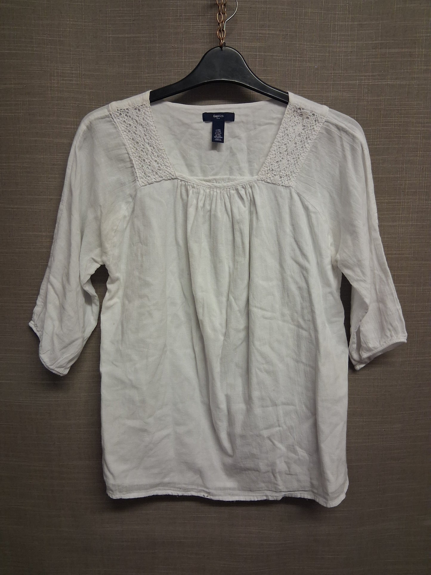 GAP White Cotton Lightweight Top 3/4 Sleeve Gypsy Style Age 13 Years