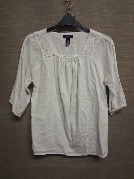 GAP White Cotton Lightweight Top 3/4 Sleeve Gypsy Style Age 13 Years