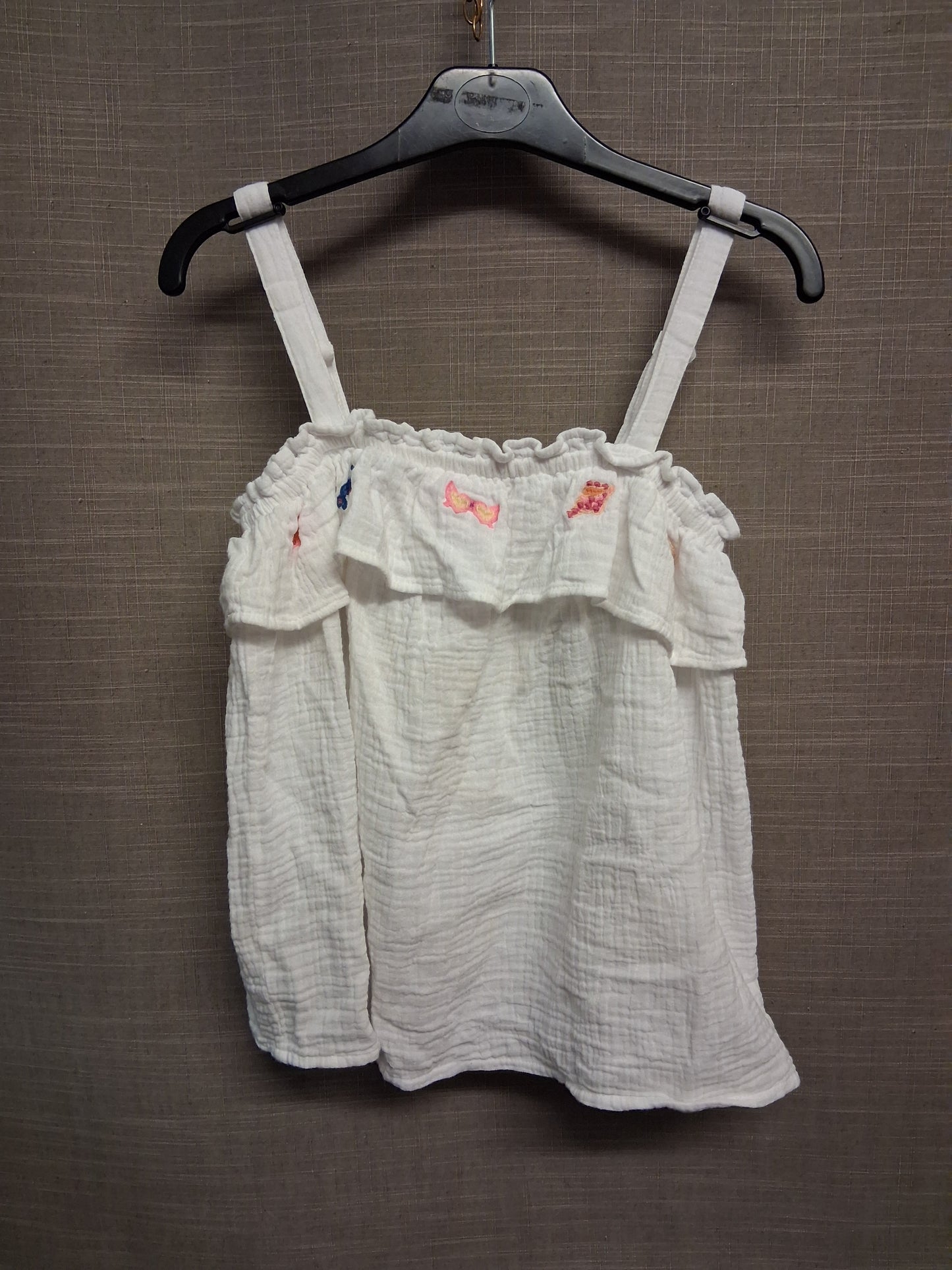 Angels Girls White Cheesecloth Strappy Embroidered Vest Tank Top Age 11-12 Years