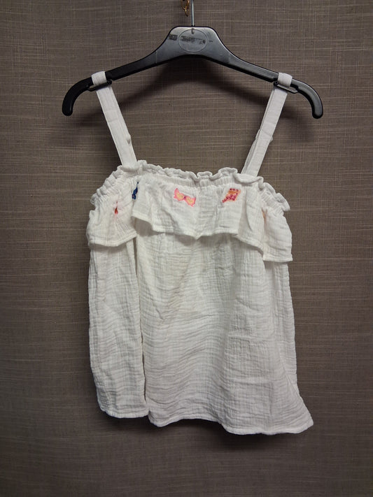 Angels Girls White Cheesecloth Strappy Embroidered Vest Tank Top Age 11-12 Years