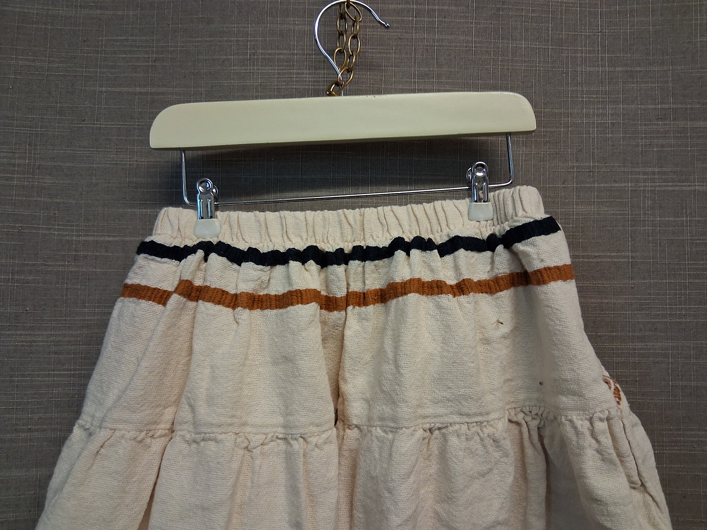 Next Girls Beige Lined Skirt Embroidered Floral Pockets Age 5-6 Years