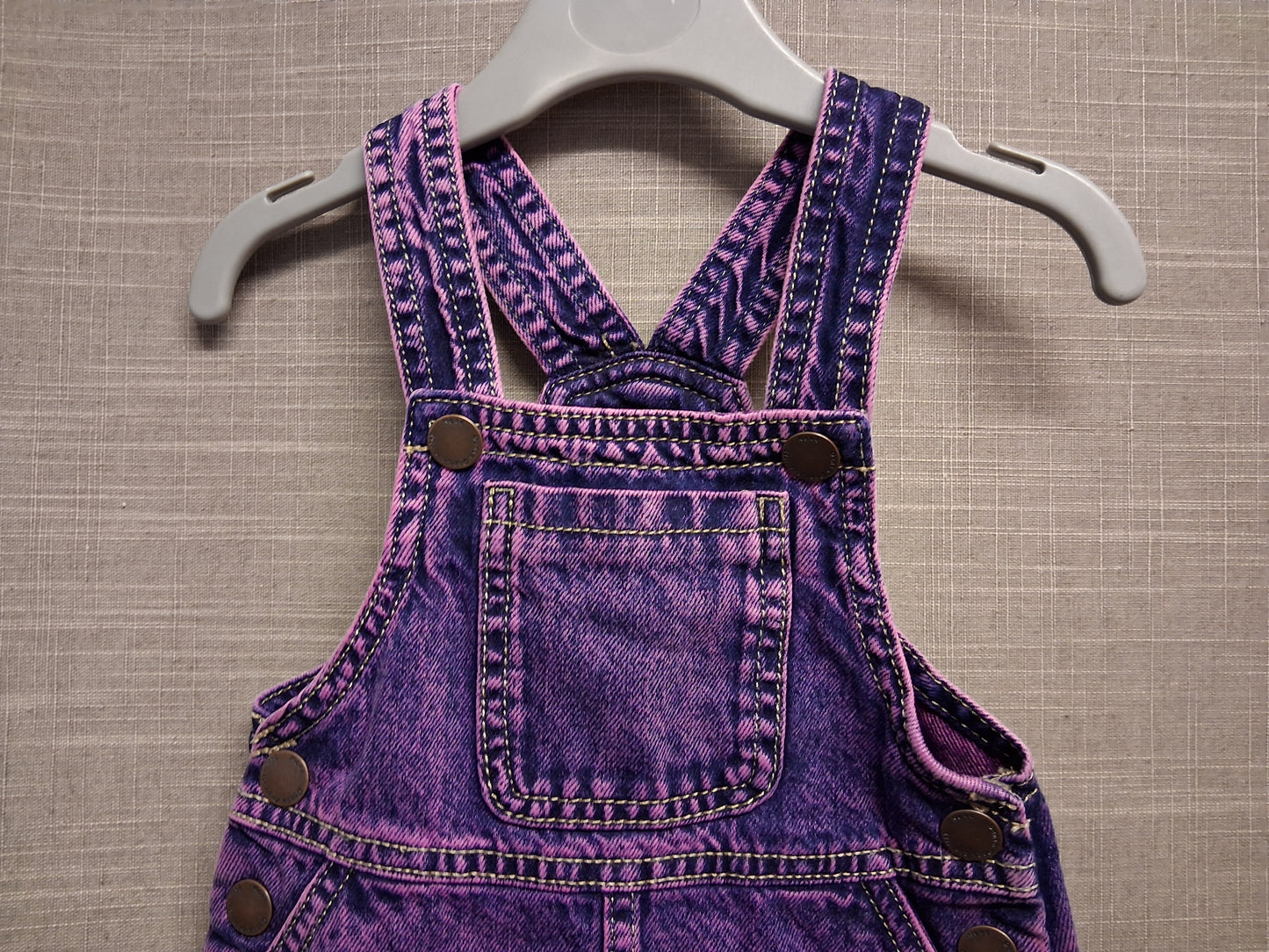 Next Purple Denim Pinafore Dress Age 9-12 months