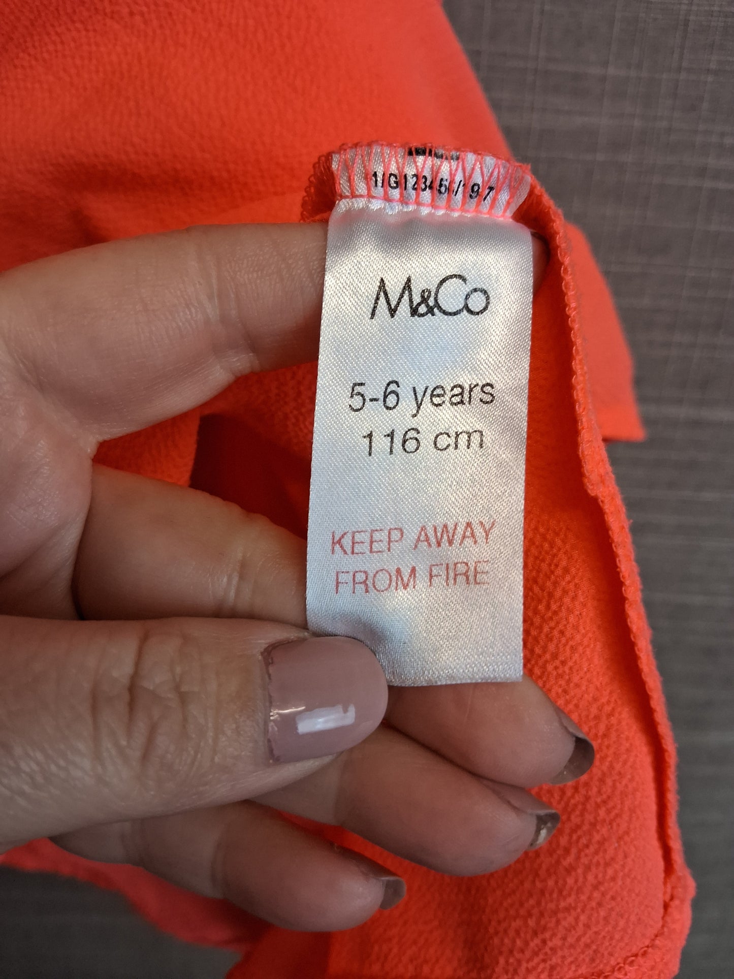 M&Co Neon Orange Short Sleeve Dress Age 5-6 Years