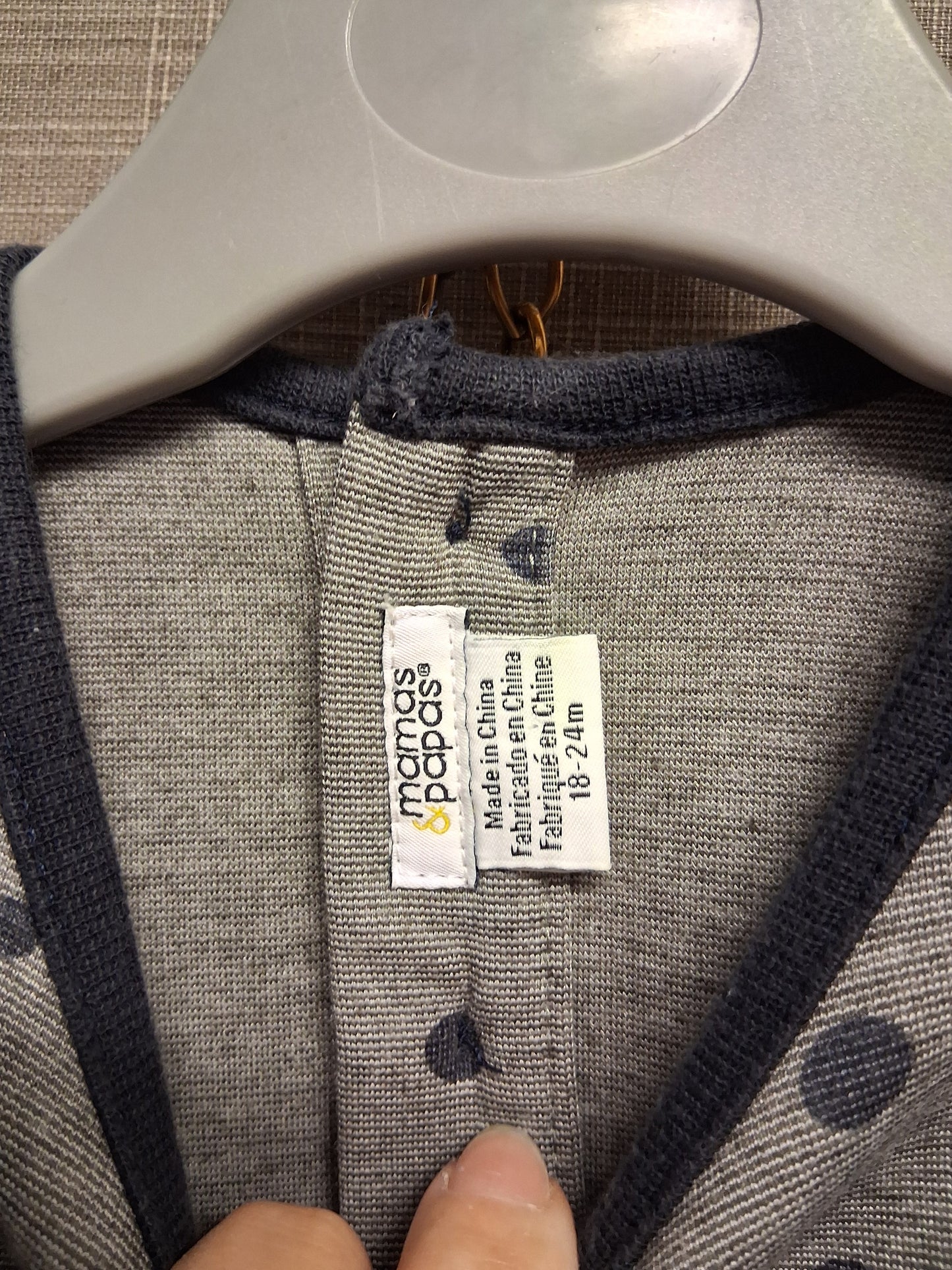 Mamas and Papas Grey Spotty A Line Dress Long Sleeve Age 18-24 Months