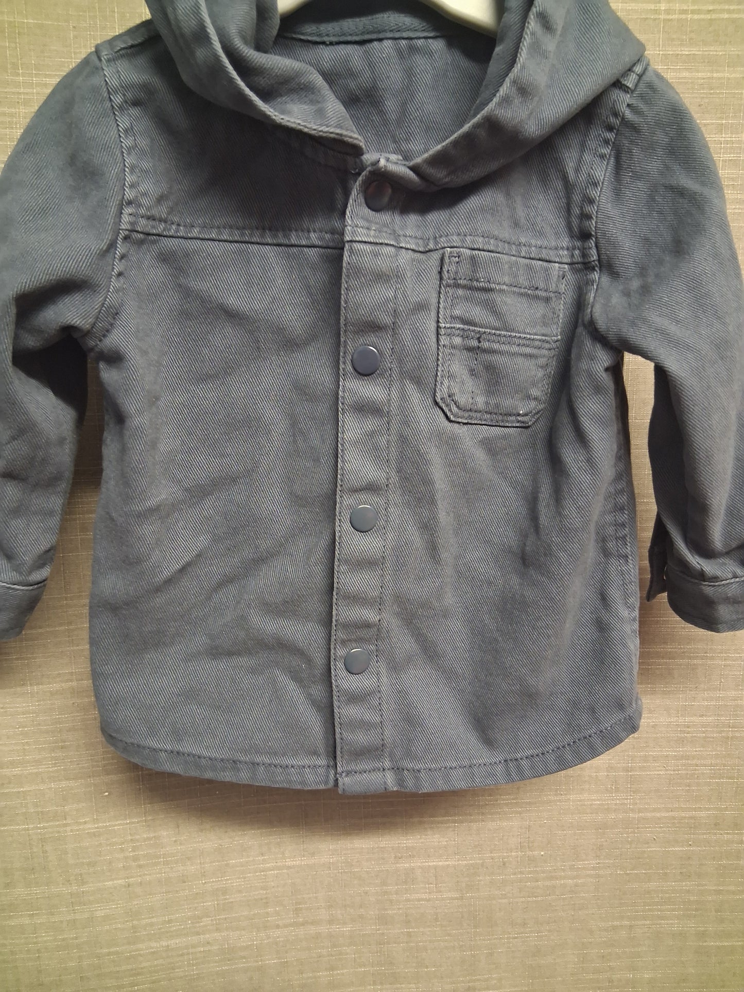 F&F Boys Blue Denim Jacket with Hood Age 9-12 Months