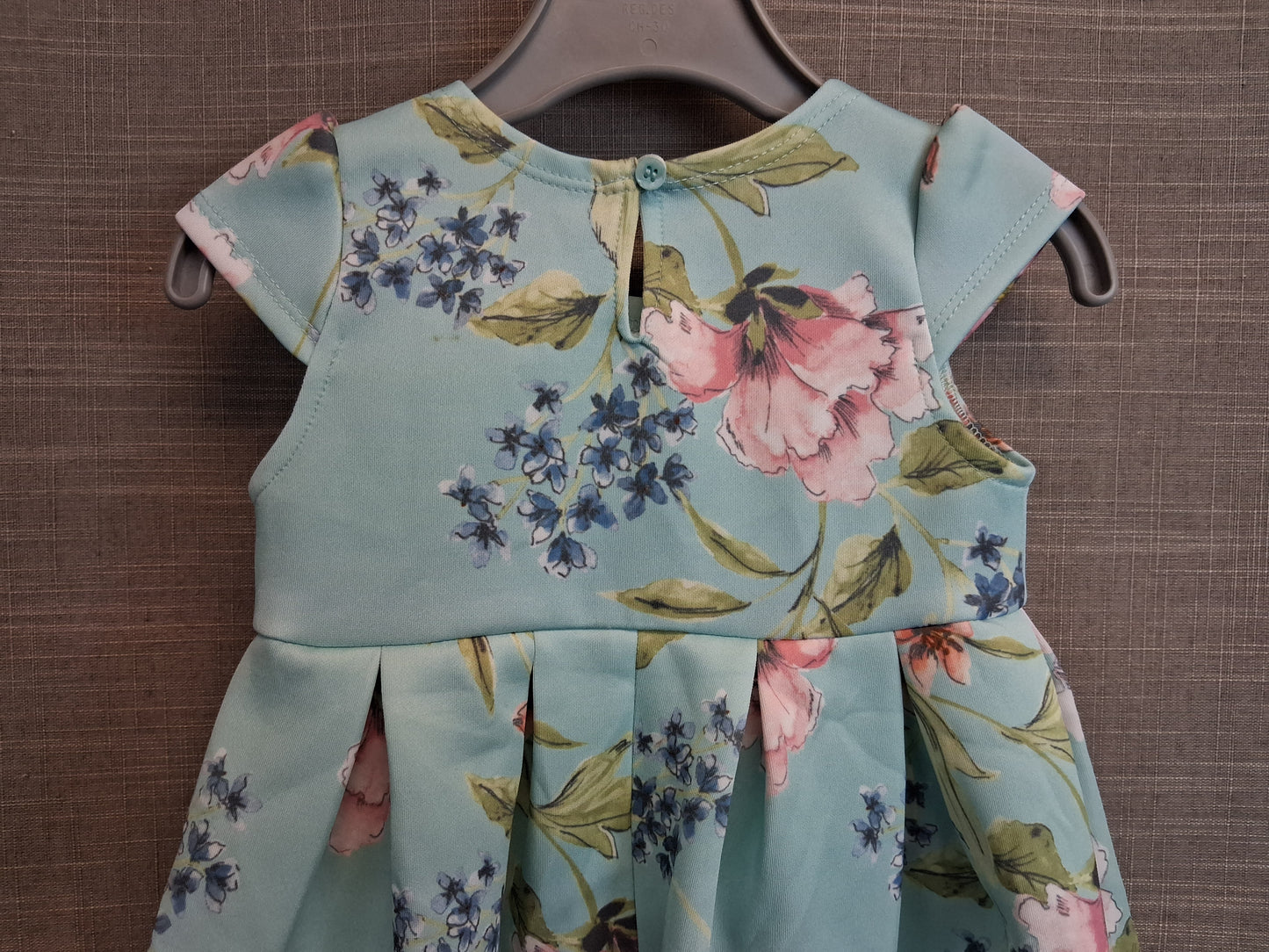 George Girls Blue Floral Scuba Dress Short Sleeve Age 12-18 Months
