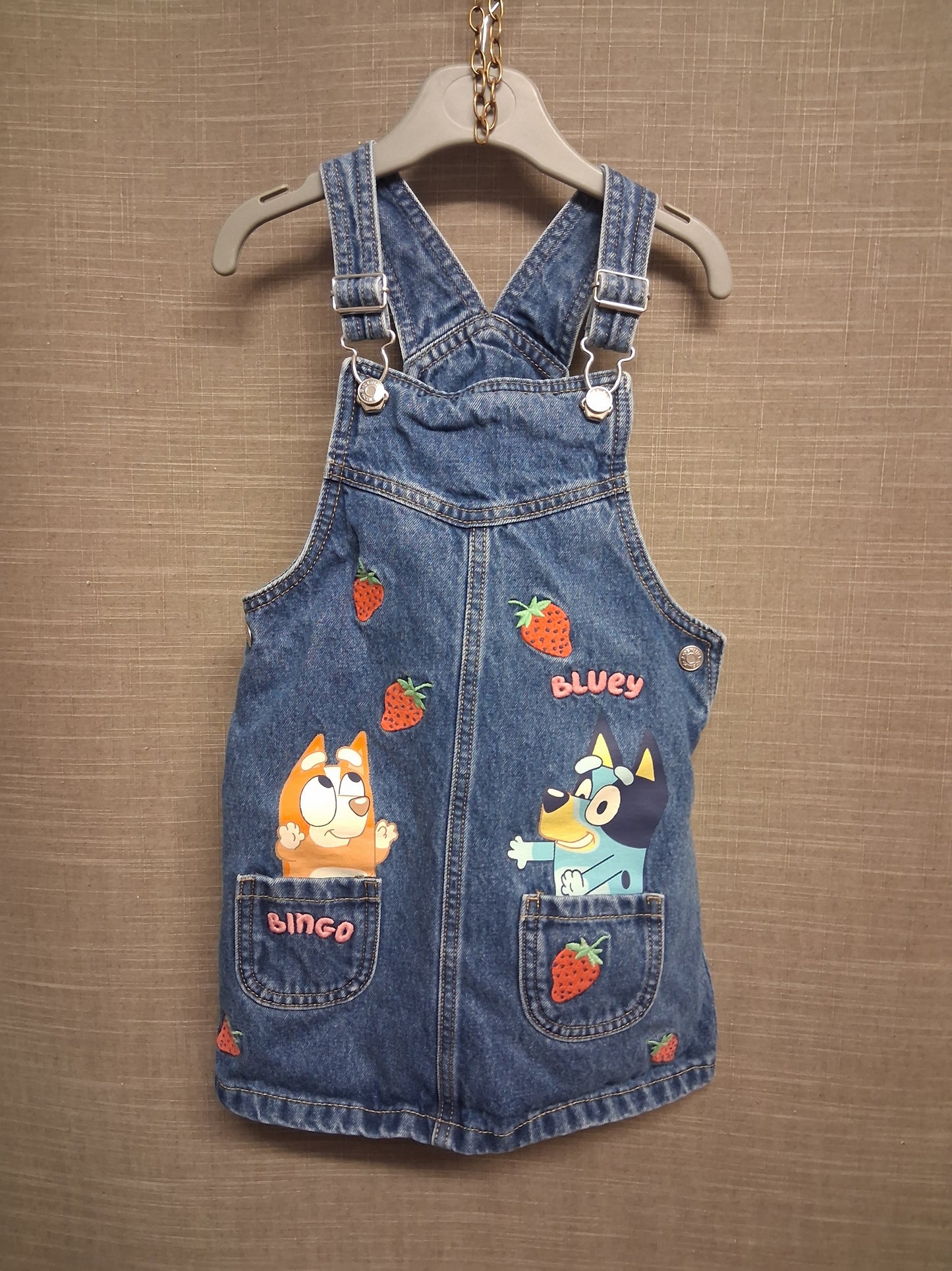 George Girls Bluey Denim Pinafore Dress Age 4-5 Years