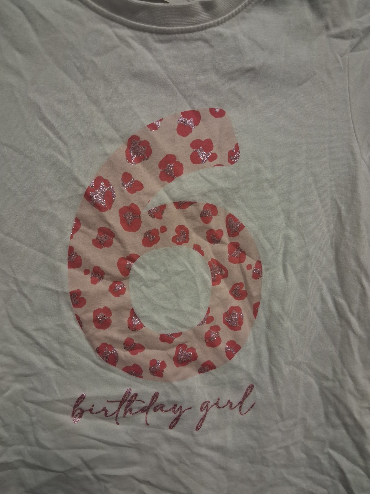 George Girls 6th Birthday Short Sleeve T-Shirt Age 6-7 years