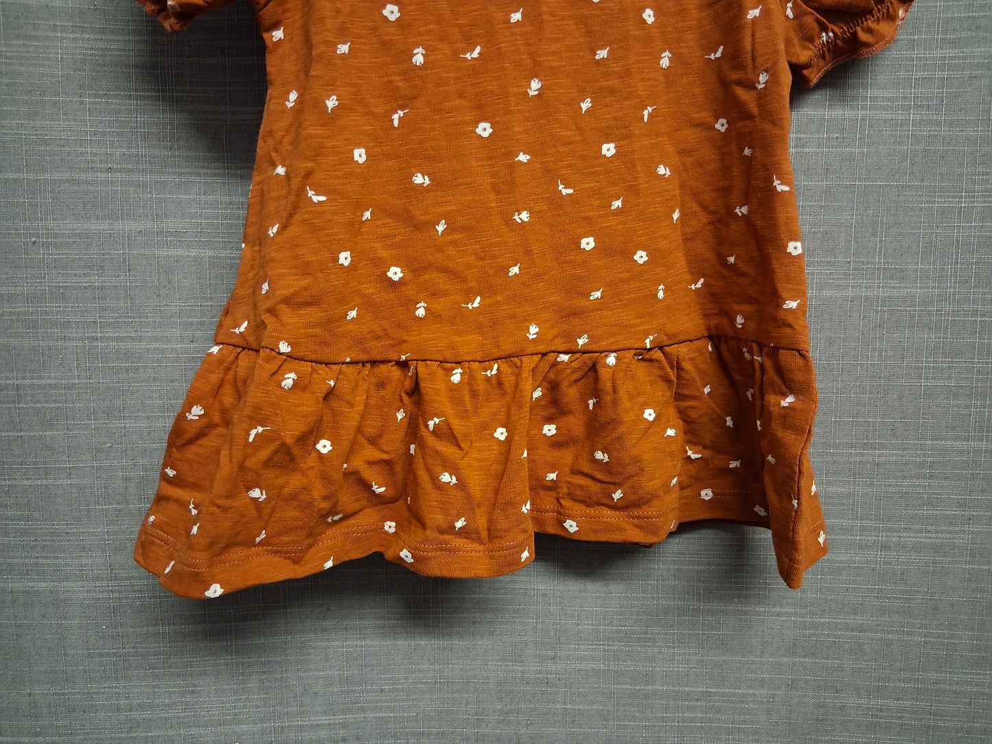 Next Girls Brown Floral Short Sleeve Peplum T-Shirt Age 18-24 Months New
