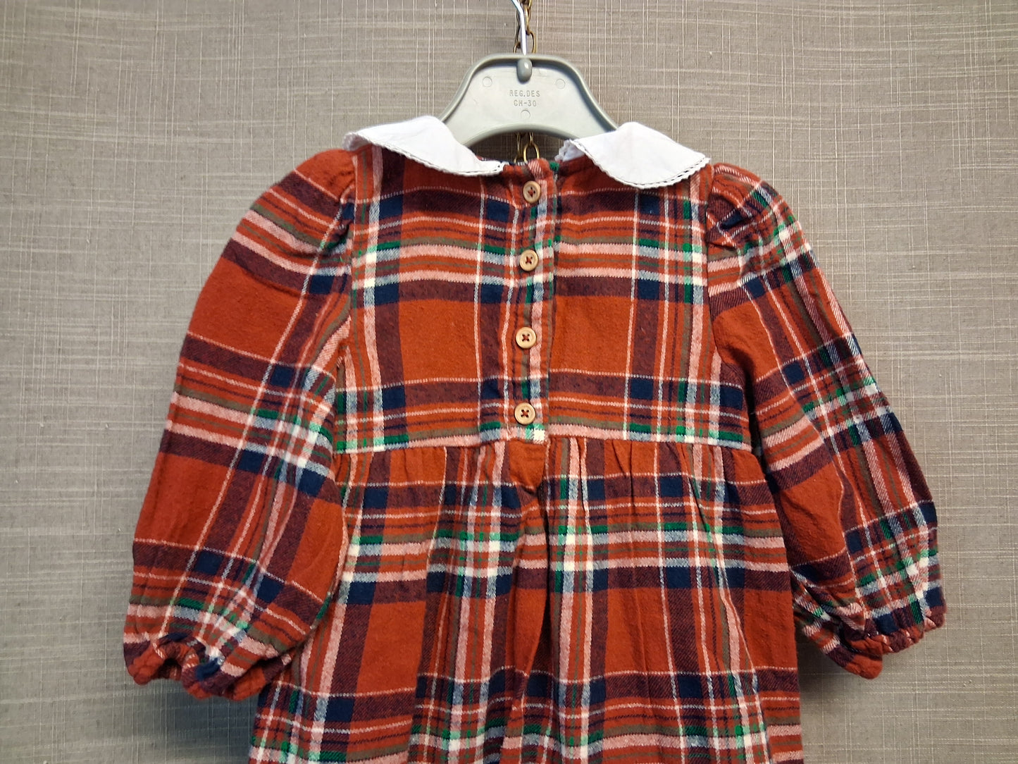 F&F Girls Red Tartan Dress Age 9-12 Months