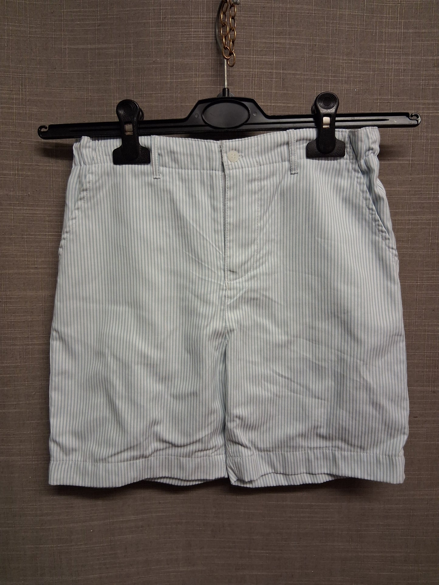 John Lewis Heirloom Collection Boys White Blue Striped Chino Shorts Age 10 Years