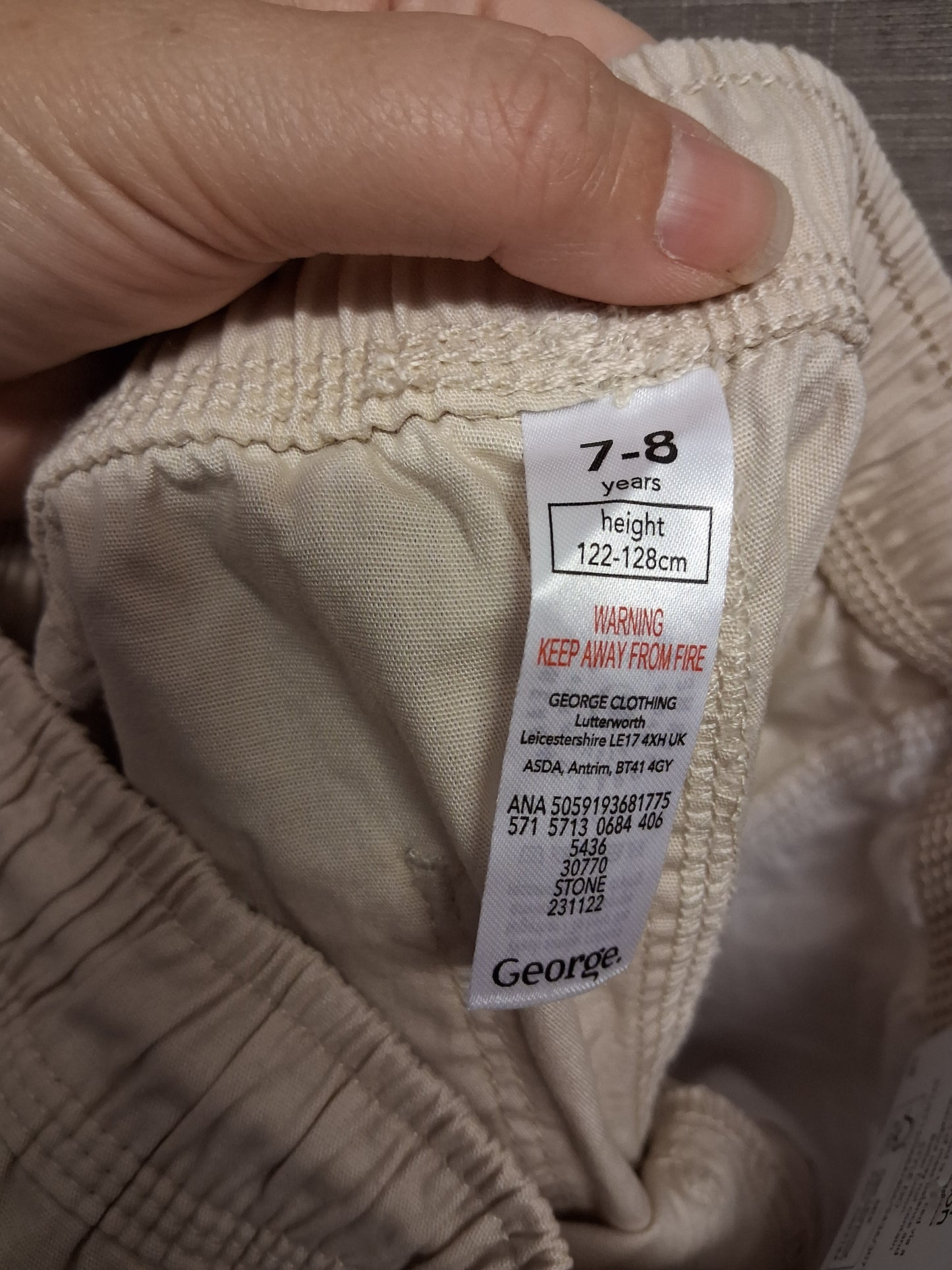 George Boys Beige Shorts Age 7-8 Years New