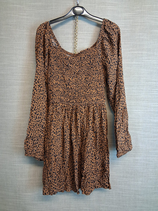 GAP Girls Animal Print Brown Gypsy Style Dress Age 12 Years Long Sleeve