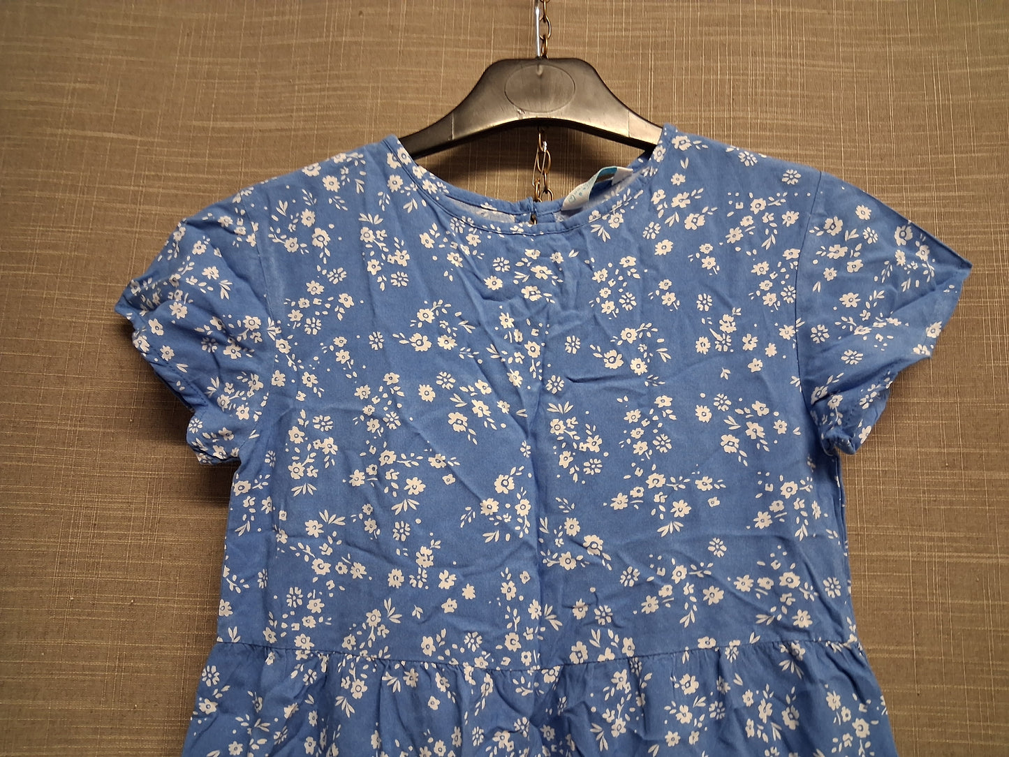 Primark Girls Blue Floral Dress Short Sleeve Age 8-9 Years