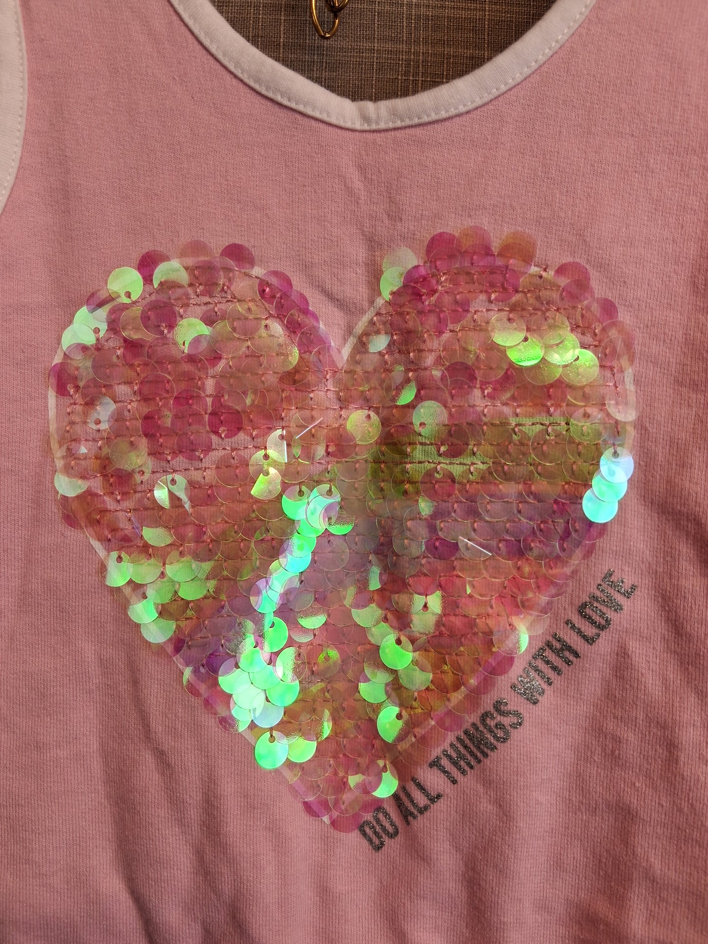 Pep&Co Girls Pink Sequin Love Heart Playsuit Age 7-8 Years