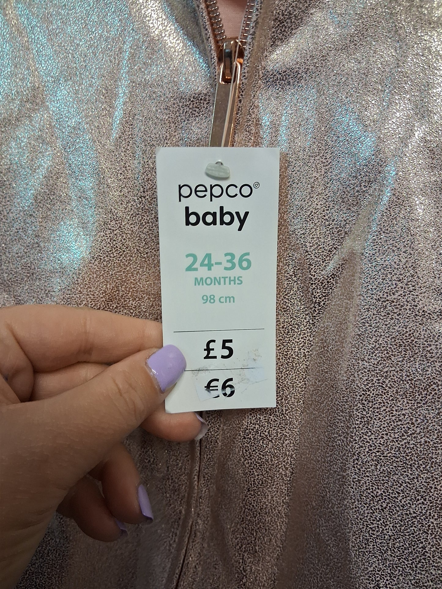 Pepco Girls Rose Gold Bomber Jacket Age 2-3 Years New