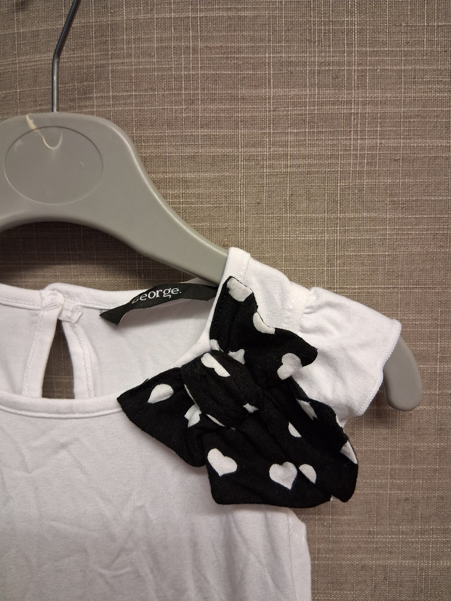 George Black White Spotty T-Shirt Bow Detail Dress Age 12-18 Months