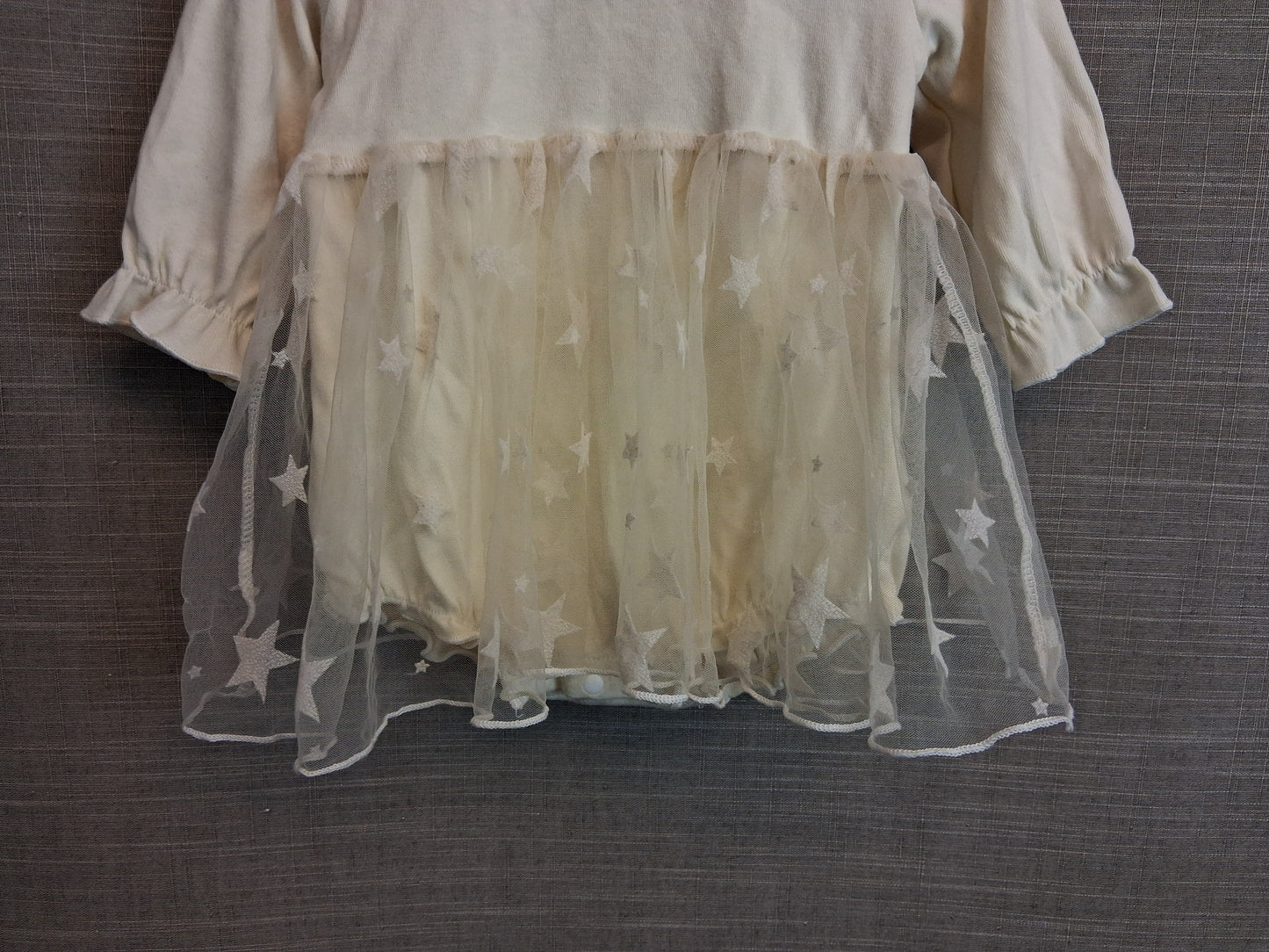 Bonbons Girls Long Sleeve Dress Cream Mesh Skirt Age 6 Months