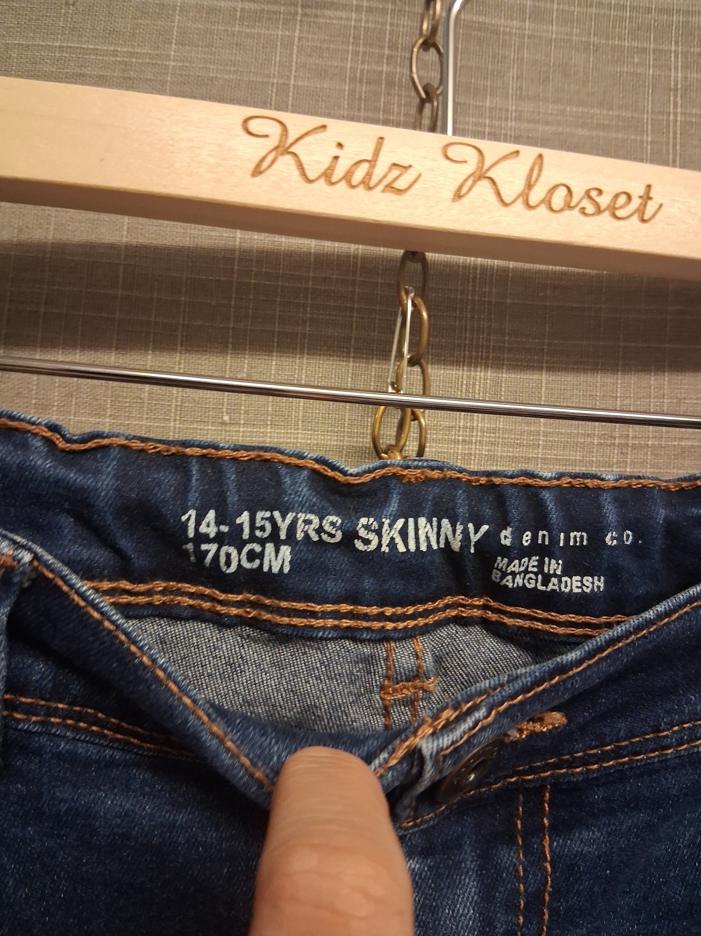 Primark Boys Blue Denim Skinny Jeans Age 14-15 Years Adjustable Waist