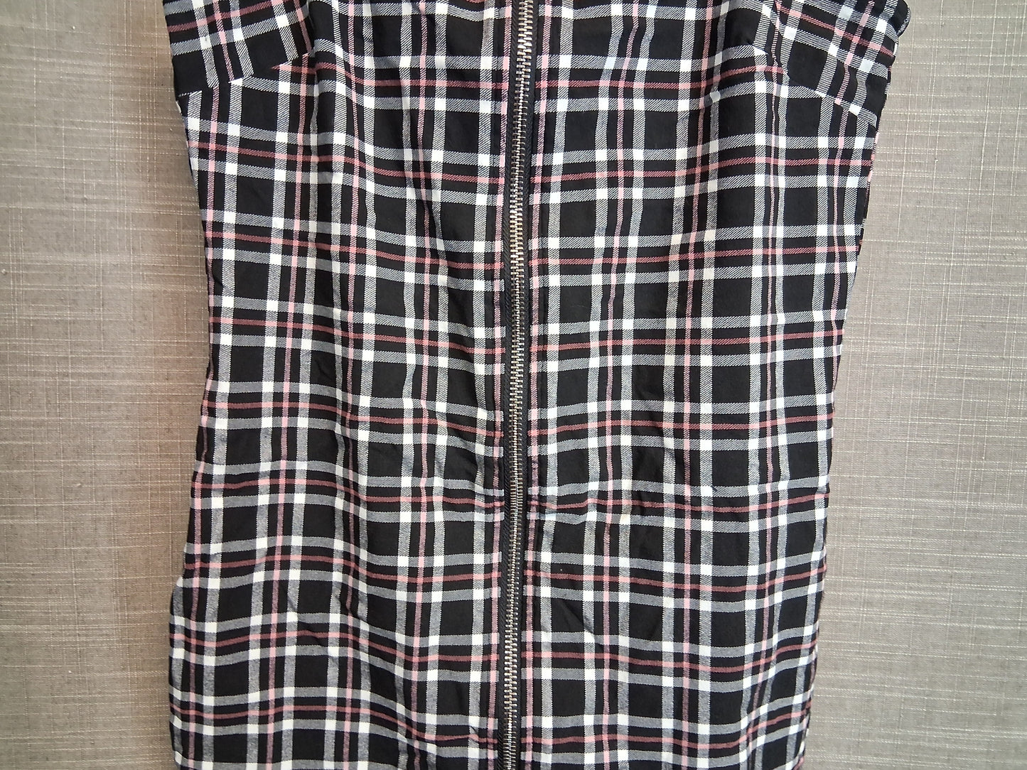 New Look Girls Black Pink Check Dress Zip Front Age 10-11 Years